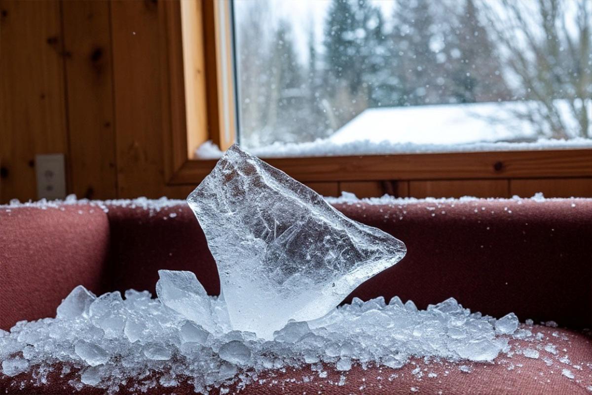 Небесная угроза: ледяная глыба с пролетавшего самолета пробила крышу калифорнийского дома и рухнула на диван