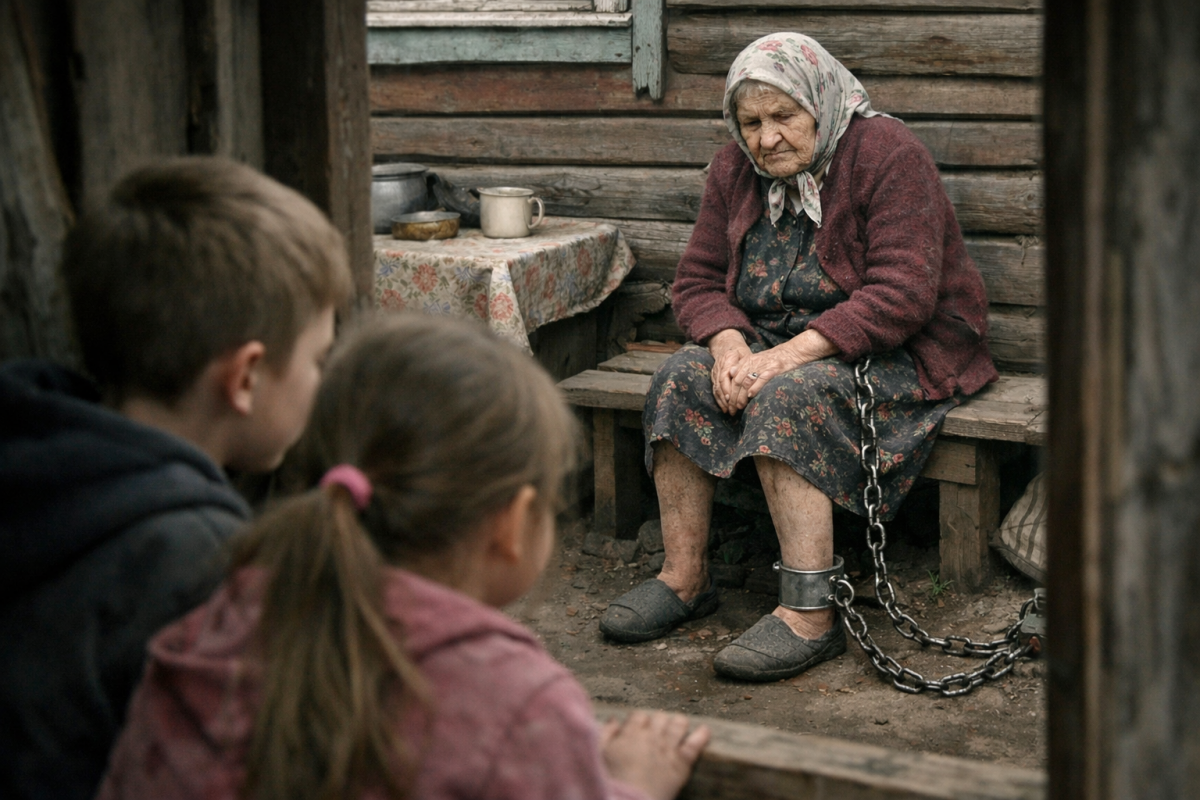Россиянка с «хахалем» 2 года держали пенсионерку на цепи на глазах у ее внуков